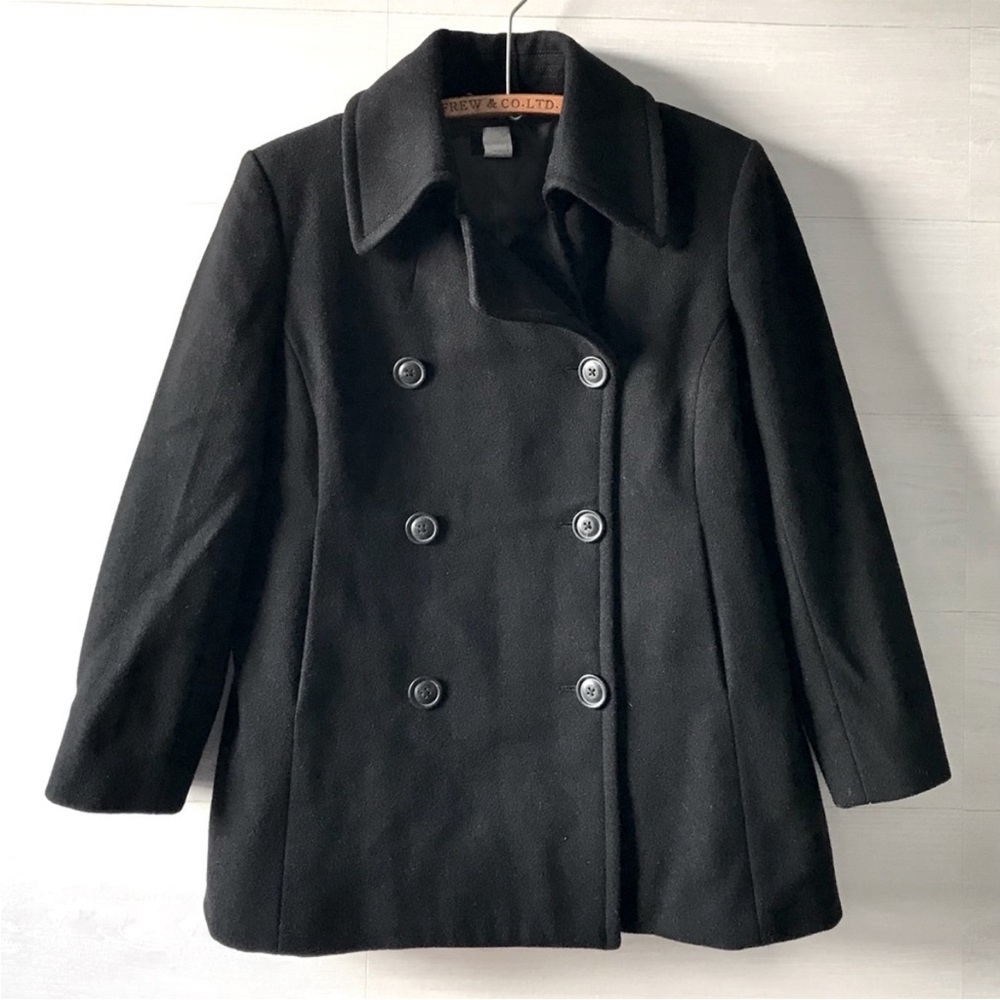 J. CREW | Classic Wool Double Breasted Pea Coat Black